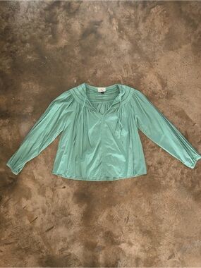 Universal Thread Sage Green Peasant Blouse Long Sleeve Boho Top S